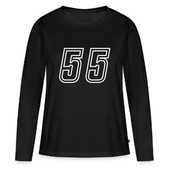 55 Numéro de numéro - T-shirt manches longues Premium bio Femme - noir - Devant - Julia (174cm)