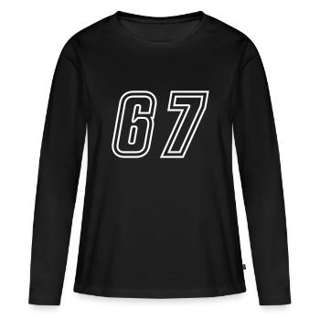 67 Numéro de numéro - T-shirt manches longues Premium bio Femme - noir - Devant - Julia (174cm)