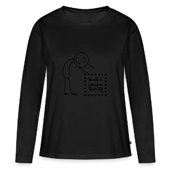 Strichmensch2 - Frauen Premium Bio Langarmshirt - Schwarz - Vorne - Julia (174cm)