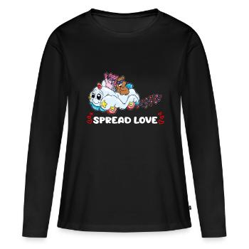 1 Spread Love copy - Frauen Premium Bio Langarmshirt - Schwarz - Vorne - Julia (174cm)