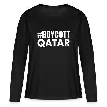 Boycott qatar - T-shirt manches longues Premium bio Femme - noir - Devant - Julia (174cm)