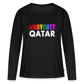 Boycott qatar - T-shirt manches longues Premium bio Femme - noir - Devant - Julia (174cm)