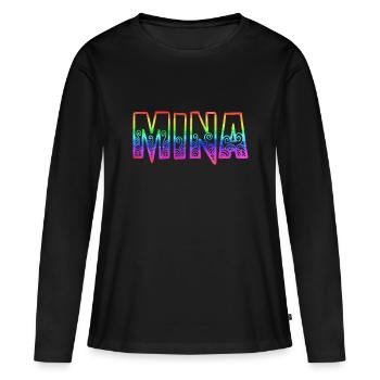 mina rs arc-en-ciel - T-shirt manches longues Premium bio Femme - noir - Devant - Julia (174cm)