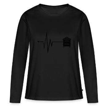 Honig Puls - Frauen Premium Bio Langarmshirt - Schwarz - Vorne - Julia (174cm)