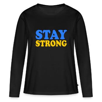 Stay strong - T-shirt manches longues Premium bio Femme - noir - Devant - Julia (174cm)