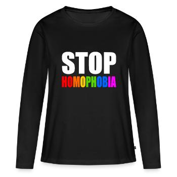 Stop homophobia - T-shirt manches longues Premium bio Femme - noir - Devant - Julia (174cm)