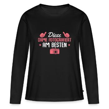 Fotografen Sprüche Beste Fotografin - Frauen Premium Bio Langarmshirt - Schwarz - Vorne - Julia (174cm)