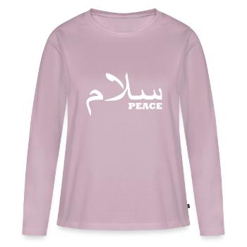 paix - T-shirt manches longues Premium bio Femme - rose poudré - Devant - Julia (174cm)