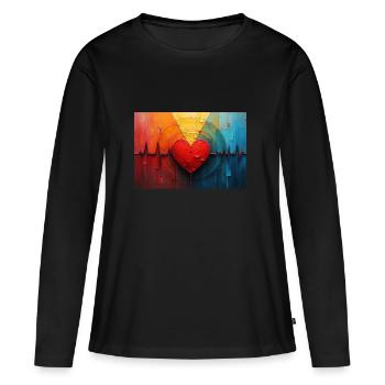 Heart Beat - Women's Premium Organic Long Sleeve Shirt - black - Front - Julia (174cm)