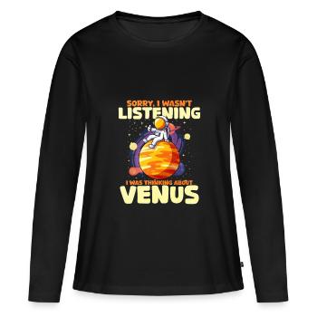 Vénus - T-shirt manches longues Premium bio Femme - noir - Devant - Julia (174cm)