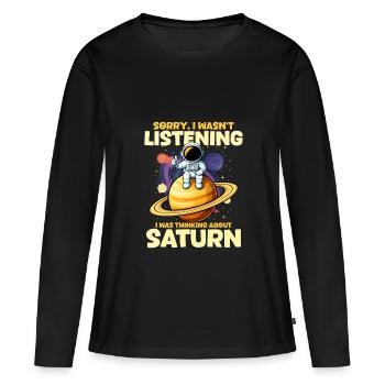 Saturne - T-shirt manches longues Premium bio Femme - noir - Devant - Julia (174cm)