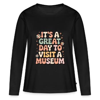 Musée - T-shirt manches longues Premium bio Femme - noir - Devant - Julia (174cm)