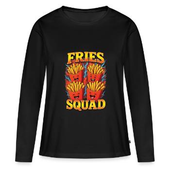 Frites - T-shirt manches longues Premium bio Femme - noir - Devant - Julia (174cm)