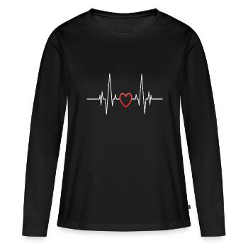 Heartbeat Red Heart Line Pregnancy - Women's Premium Organic Long Sleeve Shirt - black - Front - Julia (174cm)