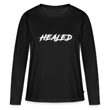 GUÉRI - Je suis guéri - T-shirt manches longues Premium bio Femme - noir - Devant - Julia (174cm)