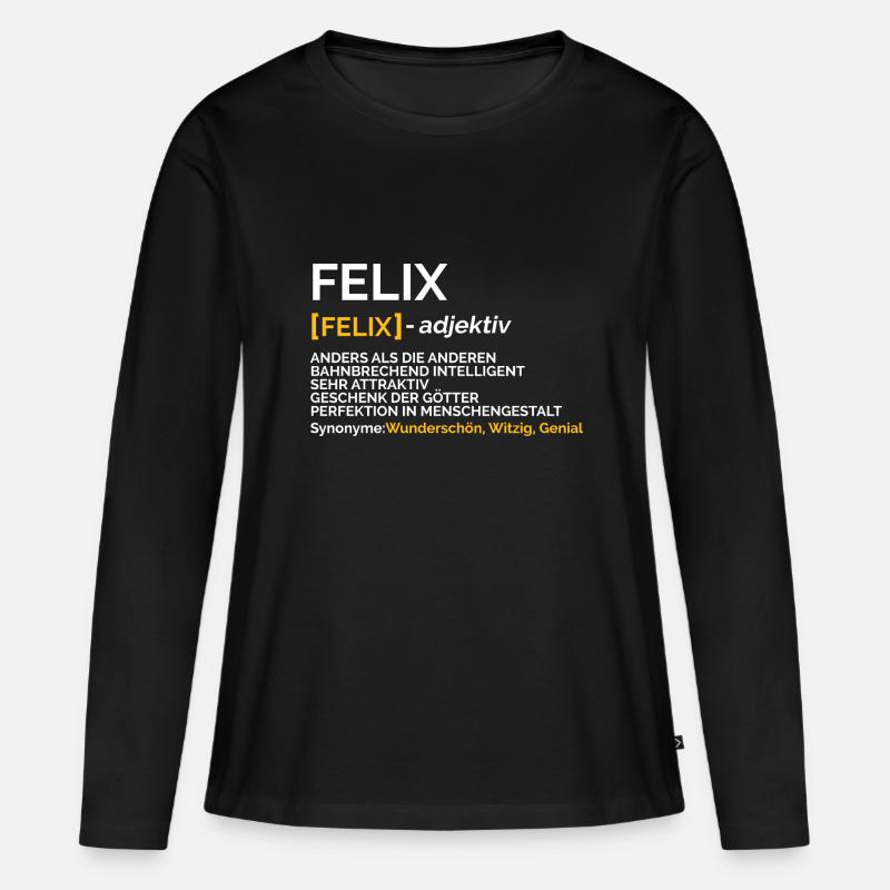 Felix - Frauen Premium Bio Langarmshirt - Schwarz
