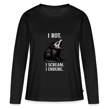 Opossum Spruch Je pourris Je crie - T-shirt manches longues Premium bio Femme - noir - Devant - Julia (174cm)