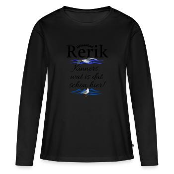 Rerik Ostseebad Spruch Möwe - Frauen Premium Bio Langarmshirt - Schwarz - Vorne - Julia (174cm)