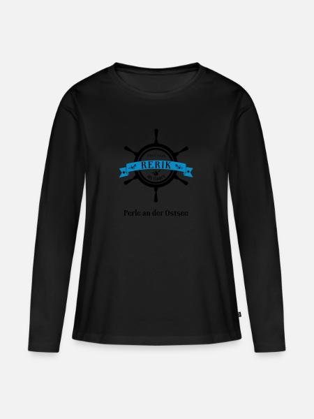 Rerik ,Alt Gaarz, Ostseebad ,Steuerrad - Frauen Premium Bio Langarmshirt - Schwarz