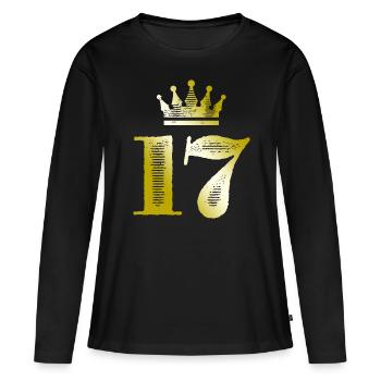 17 Chiffre Couronne Or - T-shirt manches longues Premium bio Femme - noir - Devant - Julia (174cm)