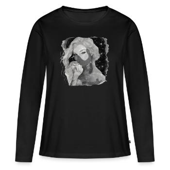 Ethereal girl and stars black and white - Women's Premium Organic Long Sleeve Shirt - black - Front - Julia (174cm)
