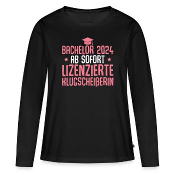 Bachelorpüfung bestanden 2024 Bachelor Abschluss - Frauen Premium Bio Langarmshirt - Schwarz - Vorne - Julia (174cm)