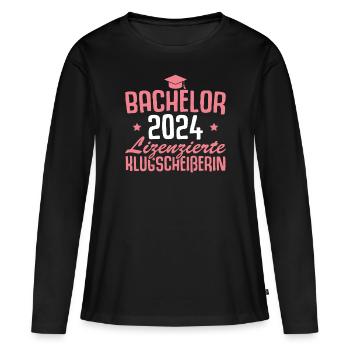 Bachelorprüfung bestanden Abschluss 2024 Bachelor - Frauen Premium Bio Langarmshirt - Schwarz - Vorne - Julia (174cm)