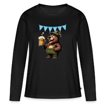 Bayern Bär Bier Alkohol Maß Weizenbier Lederhose - Frauen Premium Bio Langarmshirt - Schwarz - Vorne - Julia (174cm)