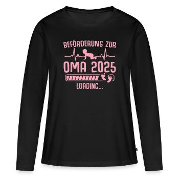 Werdende Oma 2025 lädt - Frauen Premium Bio Langarmshirt - Schwarz - Vorne - Julia (174cm)