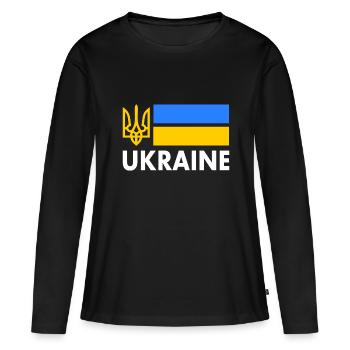 Ukraine - Frauen Premium Bio Langarmshirt - Schwarz - Vorne - Julia (174cm)