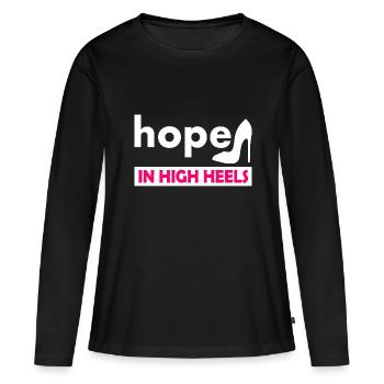 hope in high heels - T-shirt manches longues Premium bio Femme - noir - Devant - Julia (174cm)