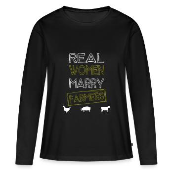 Real Woman Marry Farmers - Women's Premium Organic Long Sleeve Shirt - black - Front - Julia (174cm)