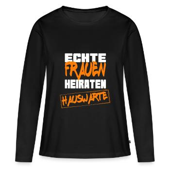 Real Women Marry Caretaker - Women's Premium Organic Long Sleeve Shirt - black - Front - Julia (174cm)