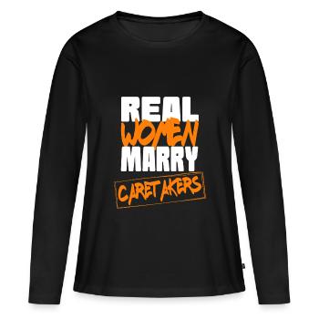 Real Woman Marry Caretakers - Women's Premium Organic Long Sleeve Shirt - black - Front - Julia (174cm)