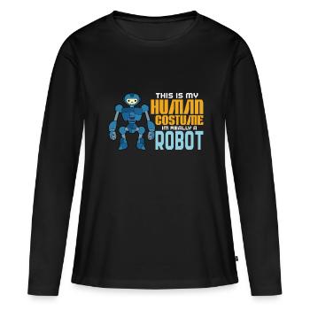Roboter - Frauen Premium Bio Langarmshirt - Schwarz - Vorne - Julia (174cm)
