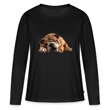 Bulldog - Frauen Premium Bio Langarmshirt - Schwarz - Vorne - Julia (174cm)