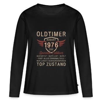 50. Geburtstag Oldtimer August Jahrgang 1976 - Frauen Premium Bio Langarmshirt - Schwarz - Vorne - Julia (174cm)
