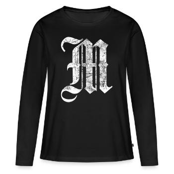 Tshirt alphabet initial M - T-shirt manches longues Premium bio Femme - noir - Devant - Julia (174cm)