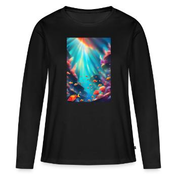 Récif corallien sous-marin - T-shirt manches longues Premium bio Femme - noir - Devant - Julia (174cm)