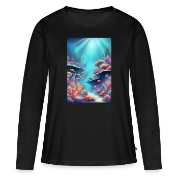 Récifs coralliens - T-shirt manches longues Premium bio Femme - noir - Devant - Julia (174cm)