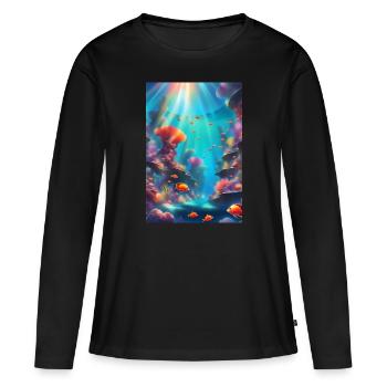 Récifs coralliens tropicaux - T-shirt manches longues Premium bio Femme - noir - Devant - Julia (174cm)