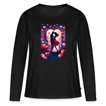 Un couple amoureux - T-shirt manches longues Premium bio Femme - noir - Devant - Julia (174cm)