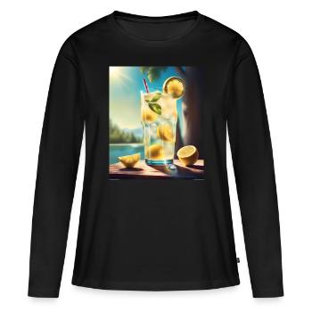 Jus de citron doux - T-shirt manches longues Premium bio Femme - noir - Devant - Julia (174cm)