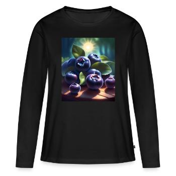 Un tas de myrtilles fraîchement cueillies - T-shirt manches longues Premium bio Femme - noir - Devant - Julia (174cm)