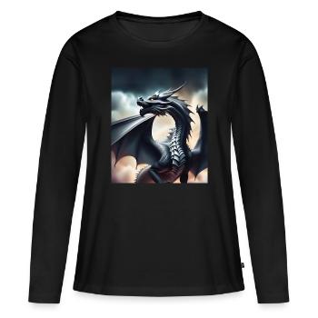 Dragon gris - T-shirt manches longues Premium bio Femme - noir - Devant - Julia (174cm)