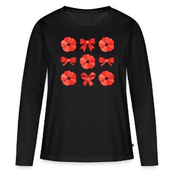 Noeud Fleur Coquelicot Femmes - T-shirt manches longues Premium bio Femme - noir - Devant - Julia (174cm)