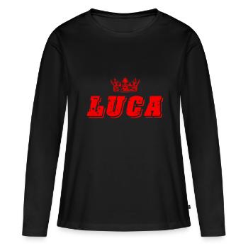 Luca - T-shirt manches longues Premium bio Femme - noir - Devant - Julia (174cm)