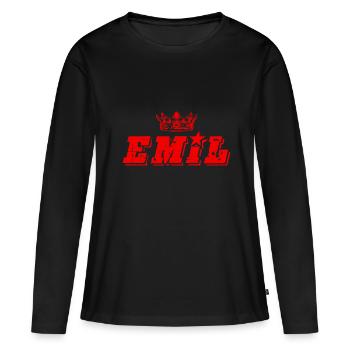 Emil - T-shirt manches longues Premium bio Femme - noir - Devant - Julia (174cm)