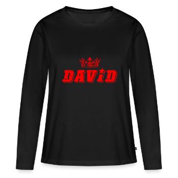 David - Frauen Premium Bio Langarmshirt - Schwarz - Vorne - Julia (174cm)