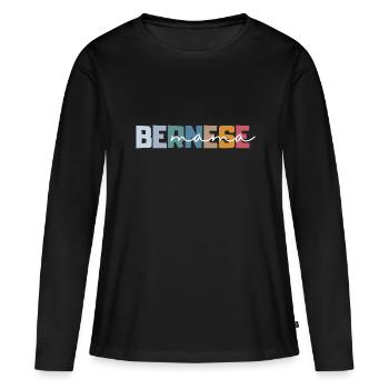 Cadeau de maman bernoise Bouvier bernois cadeau moderne - T-shirt manches longues Premium bio Femme - noir - Devant - Julia (174cm)